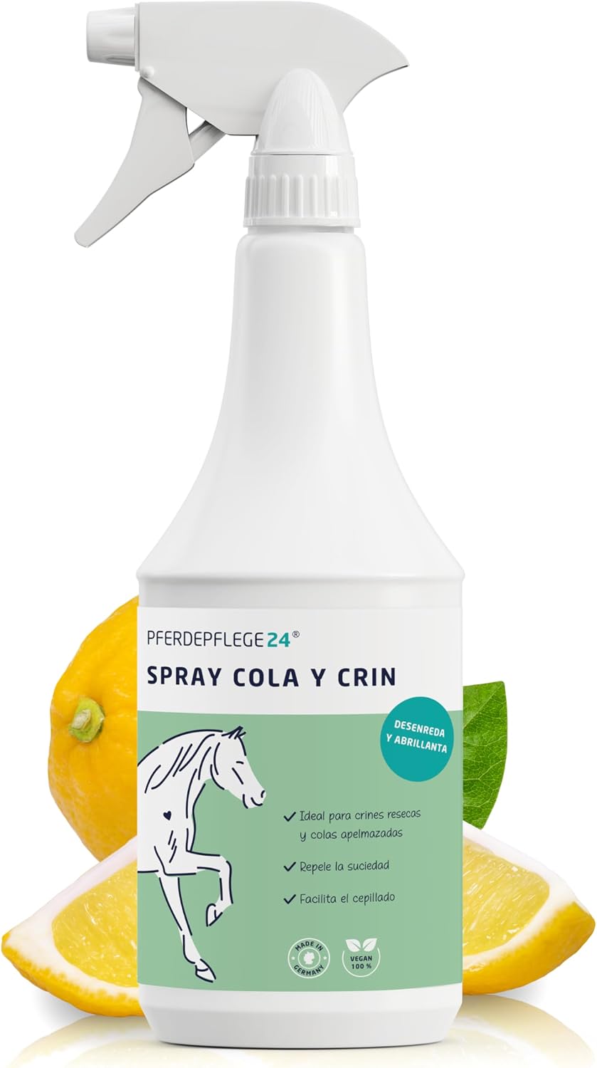 PFERDEPFLEGE24 Spray Abrillantador y Desenredante para Cola y Crin de Caballos - 500ml y 1L - Brillo Intenso, Facilidad para Peinar y para un Pelaje Saludable - Desenredante para caballos