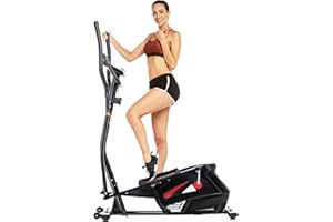 ANCHEER Bicicletta Ellittica Fitness 10 livelli di Resistenza, Misurazione di Impulso, Connessione con APP, Monitor LCD, Volano Inerzia 7kg, Max 180 kG
