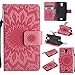 Produktbild Lonchee Huawei Y360 / Huawei Ascend Y360 Leder Wallet Tasche Brieftasche Schutzhülle , Sonnenblumen geprägten Muster Design Hochwertige PU Leder Folio Tasche Case Hülle im Bookstyle mit Standfunktion Kredit Kartenfächer (rosa)