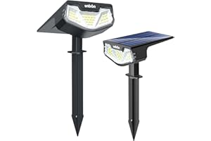 ‎UNBON UNBON Solarlampen für Außen Garten, 2 Stück Solarstrahler für Außen Kaltweiss 6500K, 3 Beleuchtungsmodi Garten Solarleuchten für Außen Wasserdicht IP65, LED Gartenleuchten Solar Strahler Außen Garten