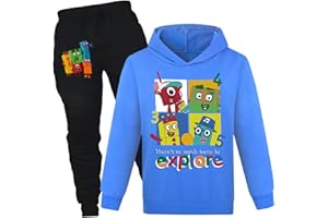 Jicahond Kids Number Printing Boys Girls Cartoon Hoodie and Joggers 2pcs Set