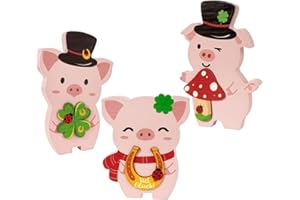 BOFUNX 3pcs Figurine Maialino in Legno Piccoli Maialini Portafortuna Ornamenti Maialini da Tavolo Statue di Maiale Portafortuna per Capodanno Decorazione Domestica
