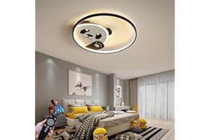 RuiRfh Deckenleuchte Dimmbar LED Kreativ Panda Kinderzimmer Deckenlicht mit Fernbedienung Cartoon Deko Runde Deckenlampe Modern Mädchen Jungen zimmer Schlafzimmer Wohnzimmer Deckenbeleuchtung Kinderle