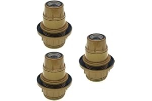 FINELED - Portalampada con attacco a vite E14, confezione da 3 pezzi, portalampada con fascetta Oro