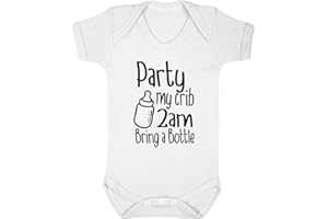 ART HUSTLE Party My Crib 2am Bring A Bottle Baby Boy Girl Unisex Short Sleeve Bodysuit