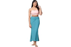 Jaanvi Natural Organic Cotton Fish Cut Saree Shapewear Petticoat Skirt Comfort Underskirt InRock (Side Slit)