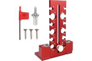 JOJOCY Kit per la creazione di tasselli, 12 fori, 7-18 mm, asta rotonda per fresatura, strumento ausiliario con lama in carburo, taglio a doppio taglio (rosso)