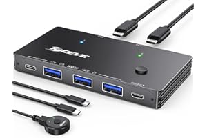10Gbps USB 3.2 Switch 2 Computers Share USB C and 3 USB A Devices, MLEEDA 2 in 4 out USB Switch for 2 Laptops Share Keyboard Mouse Portable SSD, USB C Switcher with Desktop Controller&2 USB C Cables