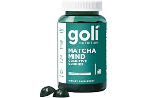 ‎GOLI Goli Matcha Mind Gummies – 60 Stück – Grüntee-Blätter Pulver mit Cognizin für Fokus, Aufmerksamkeit und Gehirngesundheit, vegan, gentechnikfrei, glutenfrei und gelatinefrei