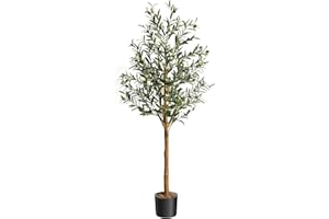 Aptliton 5FT Artificial Olive Tree, 150cm Large Tall Fake Plants, Artificial Olive Plants with Lifelike Leaves, Wood Trunk, Fruits, Suitable for Indoor Outdoor Living Room Garden Decor