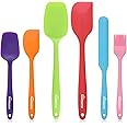 NileHome Silicone Spatula Set Food Grade Kitchen Utensils with Silicone Brush Heat Resistant BPA-free Rubber Spatula for Scraping, Baking, Cooking, Mixing, Multicolor(6pcs), K006