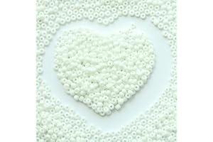 VOOMOLOVE Perline bianche da 4 mm, circa 1600 pezzi/110 grammi in sacchetto, per realizzare orecchini, gioielli in vita, perline fatte a mano fai da te (bianco)