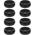 VILLCASE 8pcs Silicone Sports Ring Protector for Men - Black Athletic Finger Rings and Wedding Ring Protective Covers - Key Rings Included