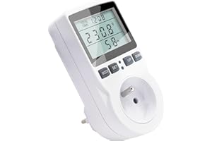 KETOTEK Miernik mocy z miernikiem mocy, licznik zużycia energii z wyświetlaczem LCD, gniazdko elektryczne ochrona przed przeciążeniem 3680 W (typ E)