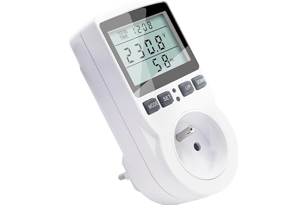 KETOTEK Wattmètre Prise Compteur d'Énergie, Compteur de Consommation d'énergie avec 11 Modes Surveillance et l'écran LCD, Prise de Consommation Électrique Protection Contre Les Surcharges 3680W