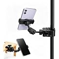 Support Téléphone avec Pince, Rotation 360°, pour Pied de Micro et Guidon | Support téléphone 360° avec pince pour tubes 15–45 mm, smartphones jusqu’à 6,5 pouces, pied de micro, vélo et poussette