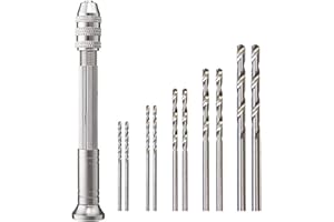 Mandouer Hand Drill Bit Set with 0.3-3.0mm Precision Silver Pin Vise, Small Drill Bits for Craft, Resin, Jewellery Making, DIY, Model