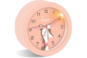 ‎AYYBBOO Ayybboo Wecker Kinder Ohne Ticken mit Snooze undNachtlicht,Kinderwecker Batteriebetrieben Lemwecker fürJungen und Madchen,Quarz Analog Wecker fur Kinder(Rosa)