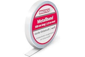 MAGSTICK Striscia magnetica da parete in lamiera d'acciaio autoadesiva come base adesiva per magneti I 19 mm di larghezza 5 metri di lunghezza (2x 2,5 m) I Striscia magnetica I mag245