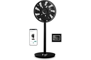 ‎DUUX Duux Whisper Flex Smart Standventilator - Steuerung per Fernbedienung & Smartphone - Höhenverstellbar 51-88cm - Leiser Ventilator mit Nachtmodus und Timer - Energieeffizient - Mit Akku Schwarz