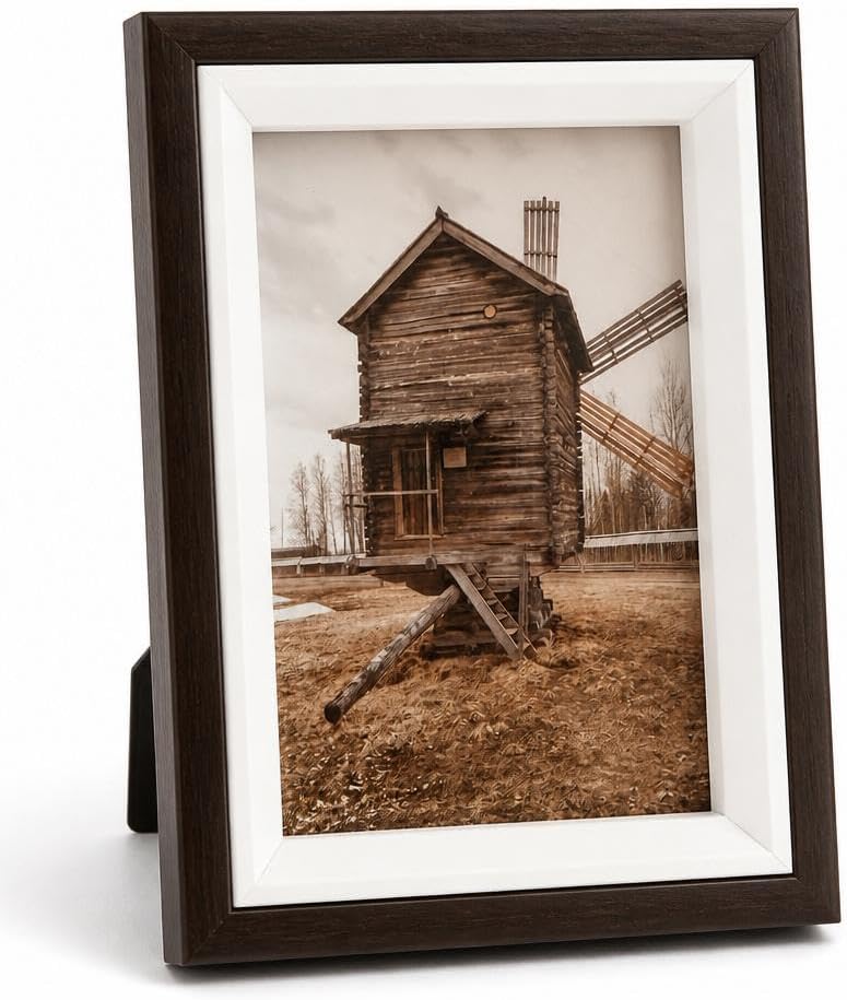 Busstier Fotoğraf Çerçevesi Dekoratif Modern Tasarım Duvar ve Masaüstü Kullanıma Uygun Şık Resim Çerçevesi Ev Ofis Dekorasyon Çerçeve (Koyu Kahverengi Derin)