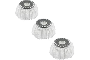 MXZONE 3 Pack Premium Replacement Mop Heads Refill for 360° Rotating Round Spin Magic Mop Microfibre （White）