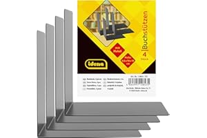 Idena 10843 - Fermalibri in metallo, nero, 4 supporti per libri, 14 x 14 x 8,5 cm, porta libri per librerie