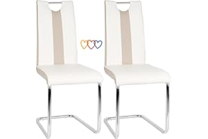 LANTUS Lot de 2 Chaises Salle à Manger Chaise de Cuisine avec avec Assise et Dossier en PU, Pieds en Métal, Chaise Modern pour Salle à Manger, Salon, Cuisine, Bureau