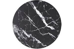 Myheimly Replacement Table Top, Marble Top, Glass Top for Dining Table, Coffee Table, Garden Table, Tempered Glass in Marble Look, Black and White, Diameter 50 cm