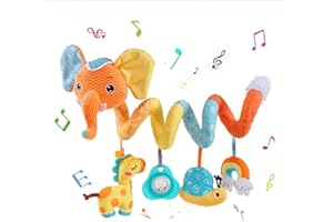 Jinchelle Giocattolo a Spirale per Culla, Giocattolo per Passeggino, Spirale attivita Giocattolo per Neonato Bambinif (Elefante - Arancione)