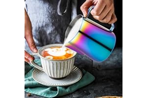 Rolin Roly Pot à Lait en Acier Inoxydable Pichet à Lait avec Échelle 350ml/12oz Lait Cruche Faire Des Cappuccino Machine pour Le Café La Mousse Aide Frothing Pitcher (Colorful)