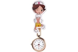 Avaner Krankenschwesteruhr Cartoon Taschenuhr mit Clip Schwesteruhr Kitteluhr FOB Uhr Pflegeruhr Anlog Quarzuhr für Arzt Doktor Krankenschwester Medical