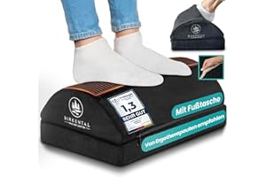 ‎BIRKENTAL Birkental Fußstütze Schreibtisch – (TESTSIEGER) mit flauschiger Fußtasche – Ergonomisch höhenverstellbare, rutschfeste Fußablage – Büro und Schreibtisch Zubehör für Komfort - Fußbank- Fußhocker