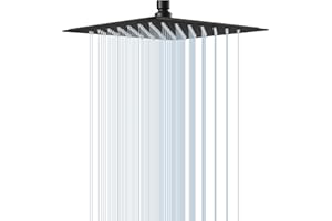 Rain Shower Head, VIGIME 10 Inch High Pressure Square Rainfall Showerhead, 304 Stainless Steel Fixed Shower Heads with 100 Silicone Jets for The Ultimate Shower Experience (Matte Black)