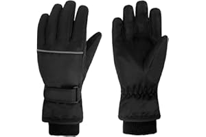 HNGEMSY Handschuhe Kinder Winter Schneehandschuhe Skihandschuhe für 2-13 Jahre Mädchen Jungen PU Palme Wasserdicht Winddichte Warm Fleece Winterhandschuhe