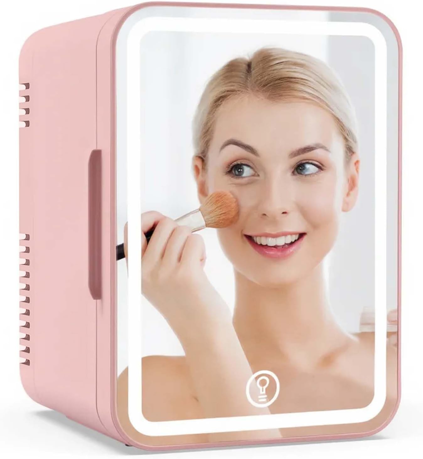 MoraRise 6L Mini Fridge for Bedrooms, Portable Cooler & Warmer Skincare Fridge with LED Mirror, AC/DC Compact Beauty Fridge for Food, Car, Home, Office, Drinks, Cosmetic, Skin care (Pink, 6L)