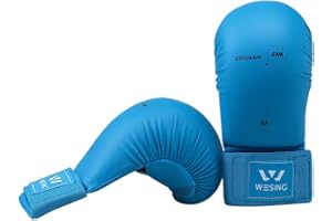 W WESING Wesing WKF Sparring Karate Gloves with Thumb Protection Blue Red