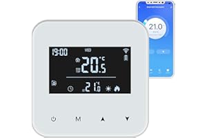 VACONOFF Termostato Wi-Fi con batería para calderas de Gas,Termostato Calefaccion 2 Hilos.Programable Diariamente Control Remoto a través de la aplicación Smart Life,Compatible con Control por Voz de Alexa