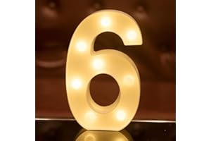 FOCUX LED Number Lights Sign Light Up Number Lights Sign for Night Light Wedding Birthday Party Battery Powered Christmas Lamp Home Bar Decoration（6）