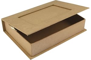RAYHER HOBBY Rayher 71747000 Buch-Box, Pappmaché, FSC zertifiziert,22,8x16x5cm (LxBxH), Geschenkbox, Fotobox in Buchform, Natur, Weiß