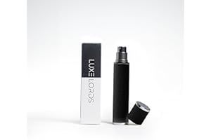 LUXE LORDS Leather Spray Travel Refillable Atomiser Bottle, 10ml Atomiser Bottle, Portable Size Spray Bottle Luxurious Travel accessory (BLACK)