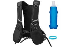 COWANIEE Running Vest Mens Women, Lightweight Luminous Running Hydration Vests Set with 500ml Soft Water Bottles and Glow in the Dark Bracelet