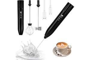 Hixava Batidora de Leche Espuma 2 en 1 Espumador de Leche Espumador de Leche Electrico de Mano 3 Velocidades Ajustable USB Recargable Mini Batidora para Huevos Café Lattes Capuchino Chocolate Caliente