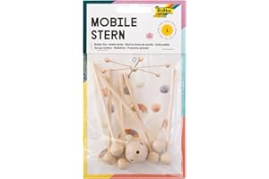 folia 2280 Stella in Legno con 6 Bracci da agganciare con Ganci in Metallo per appenderla, Diametro ca. 22 cm, Ideale per cellulari Fai da Te, Legno