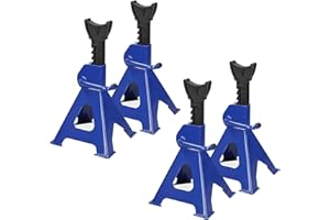 ZHANGE 3 Tonne Axle Stand 2 Pairs Ratchet Heavy Duty Metal Steel Vehicle Stand Lifting Floor Jack Adjustable Height Blue - 3 Yrs Warranty