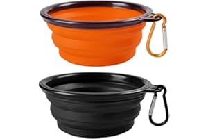 Pieghevole 2-Pack ciotola del cane,del gatto MAXIN silicone Ciotola portatile Pet Food Water Bowl,pieghevole espandibile Coppa del piatto per gli animali domestici,approvato dalla FDA.Black e Orange