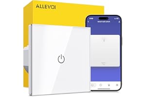 ALLEVOI Interruptor de Luz Inteligente, Interruptor de Luz Táctil WiFi 1 Gang, Compatible con Alexa/Google Home, Control por SmartLife, Neutral Requerido, 86x86mm