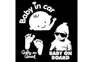 TOWNSTIX (Paquet de 3) Bébé à Bord (Baby on Board), Empreinte, Autocollant Voiture