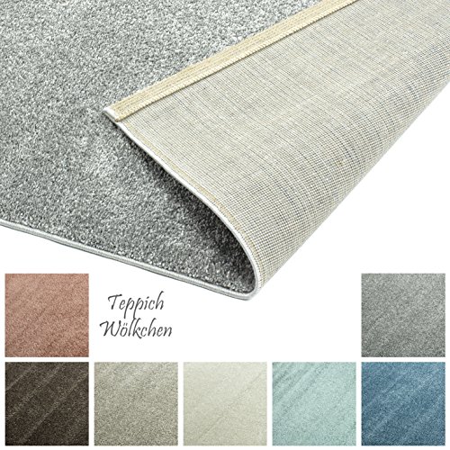 Preisvergleich Produktbild Designer-Teppich Pastell Kollektion / Flauschige Flachflor Teppiche fürs Wohnzimmer, Esszimmer, Schlafzimmer oder Kinderzimmer / Einfarbig, Schadstoffgeprüft (Grau, 40 x 60 cm)