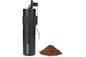 Sequpr Molinillo de Café Manual Negro, Manual Coffee Grinder en Acero Inoxidable Ajustable, Molinillo de Granos de Café Portátil, Hand Coffee Grinder